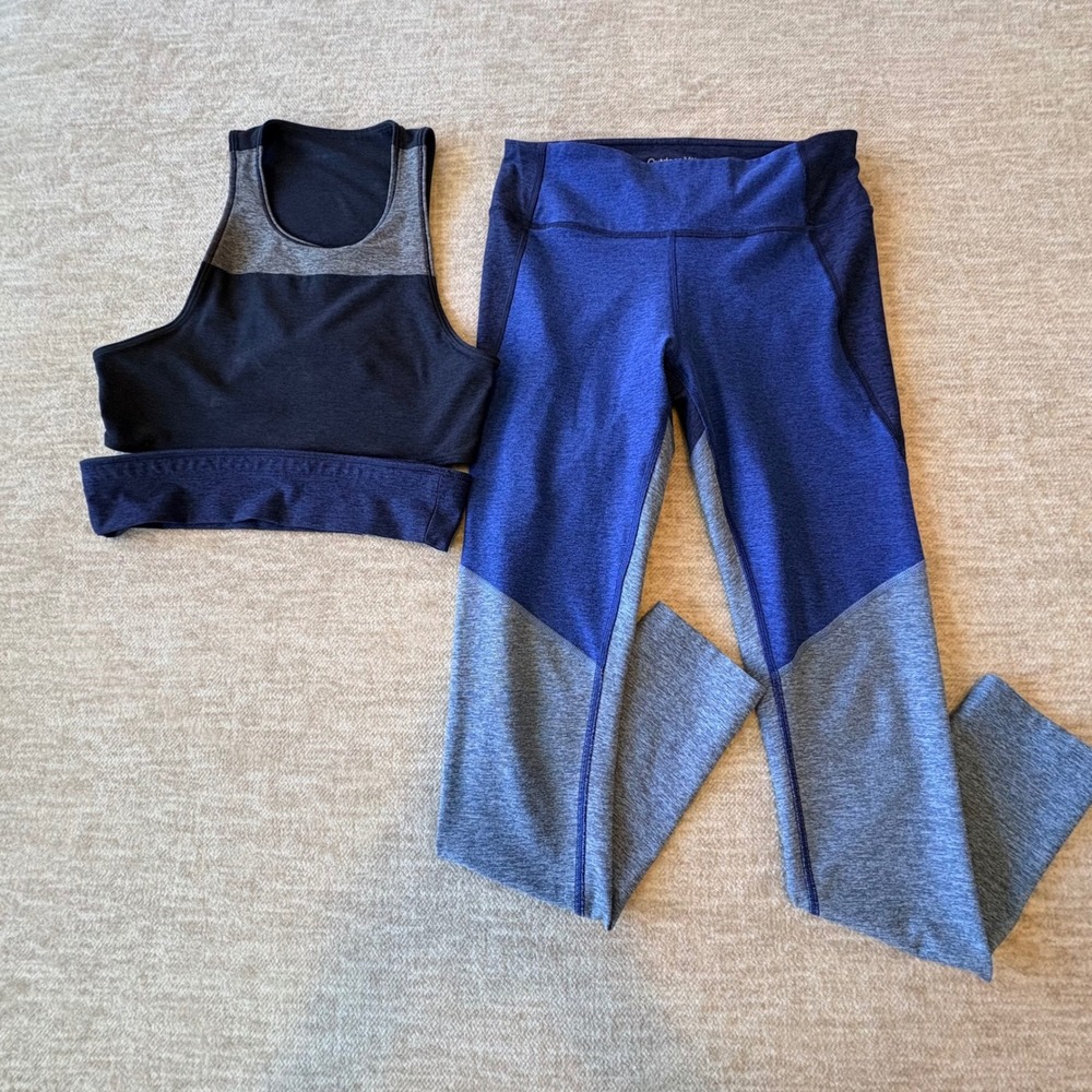 Outdoor Voices Colorblock Crop‎ Top Bra & Leggings Set Activewear Athleisure